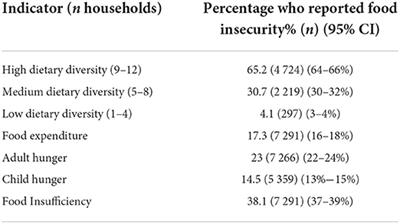 Dietary diversity, food insecurity and the double burden of malnutrition among children, adolescents and adults in South Africa: Findings from a national survey